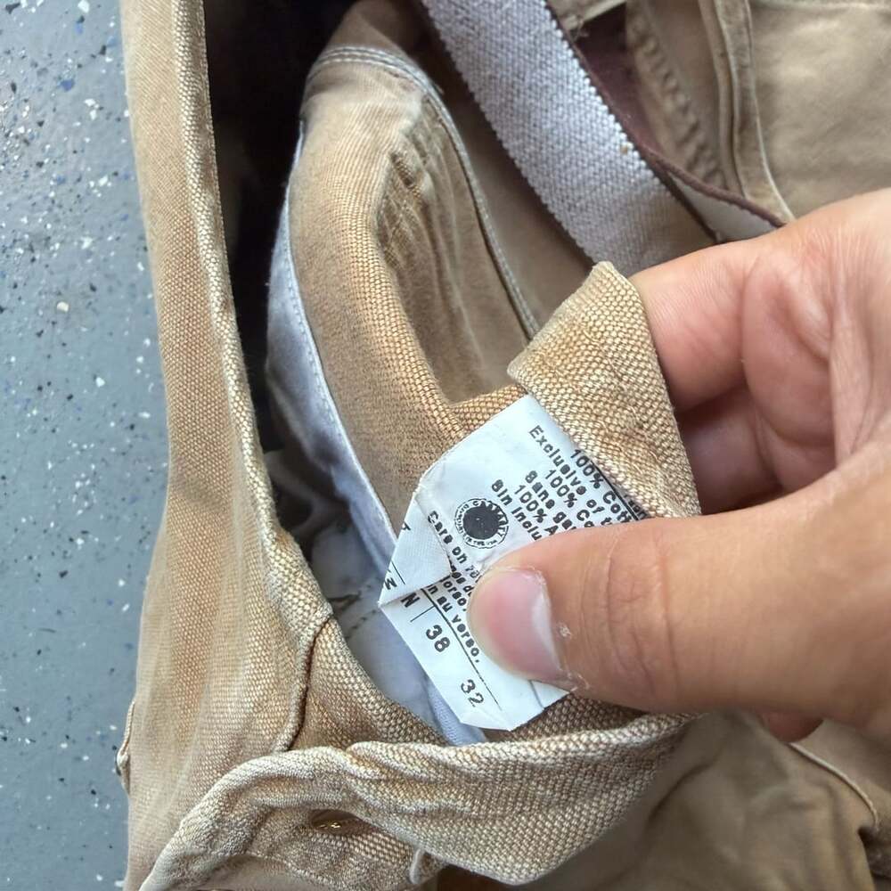 Carhartt R01 Double Knee Work Overalls Size 38x32 Tan Duck - Picture 3 of 8